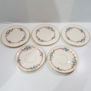 VINTAGE LENOX BELVIDERE GOLD TRIM 3-BREAD & BUTTER PLATE 2 SAUCER FOR FOOTED CUP